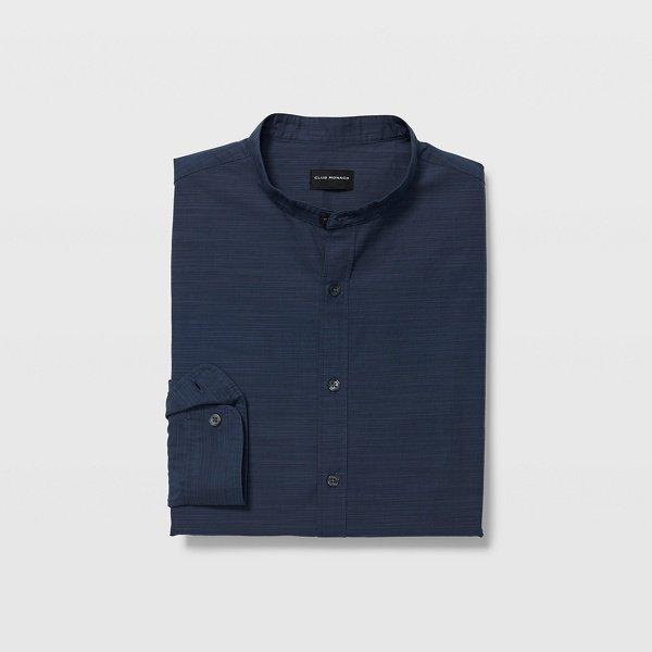 Club Monaco Marfa Blue Slim Band Collar Poplin Shirt