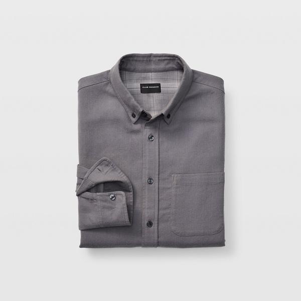 Club Monaco Slate Slim Double-faced Grid Shirt
