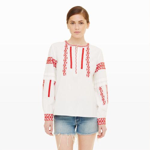 Club Monaco Color White Multi Vandary Embroidered Top
