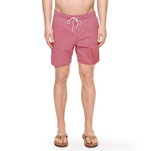 Club Monaco Color Red 9 Katin Printed Swim Trunk