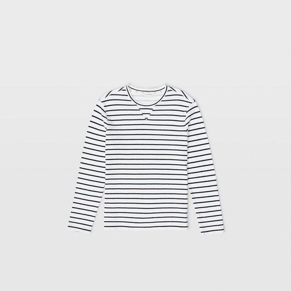 Club Monaco Blanc De Blanc Multi Narrow Stripe Duofold Tee