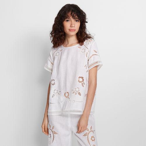 Club Monaco Color White Lochin Linen Top