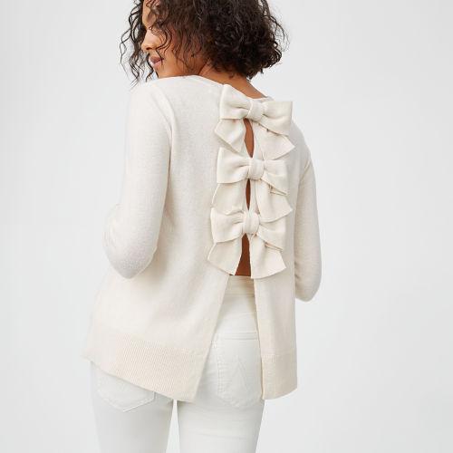 Club Monaco Color Pink Sidone Bow Cashmere Sweater