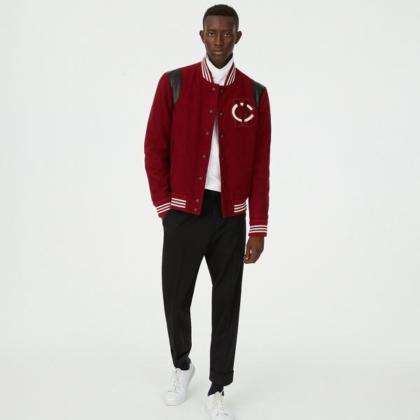 Club Monaco Burgundy Varsity Patch Jacket