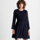Club Monaco Navy Smocked Long-sleeve Dress