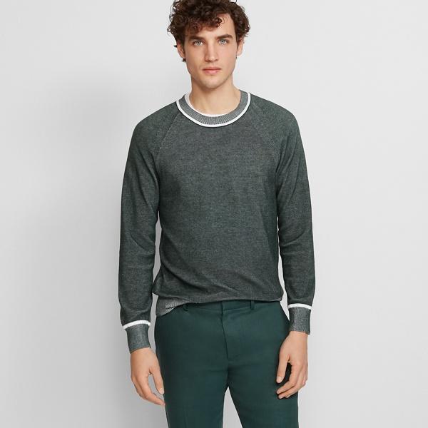 Club Monaco Green Plaited Crew Sweater