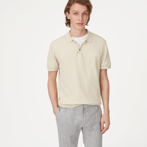 Club Monaco Color White Cotton Slub Polo