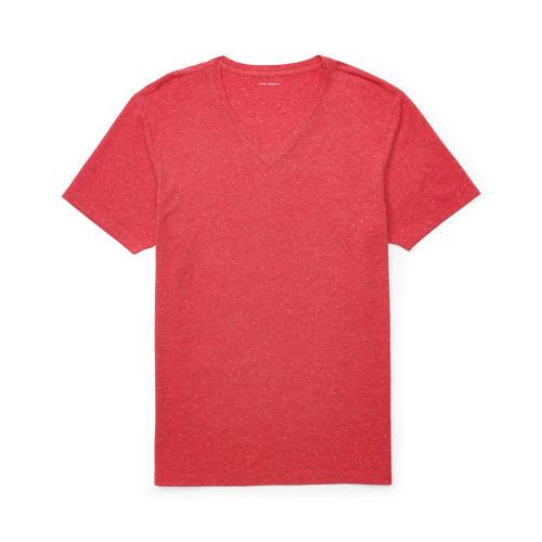 Club Monaco Color Red Donegal V-neck Tee In Size Xs