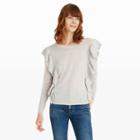 Rb Color Grey Flutterby Ruffle Sweater