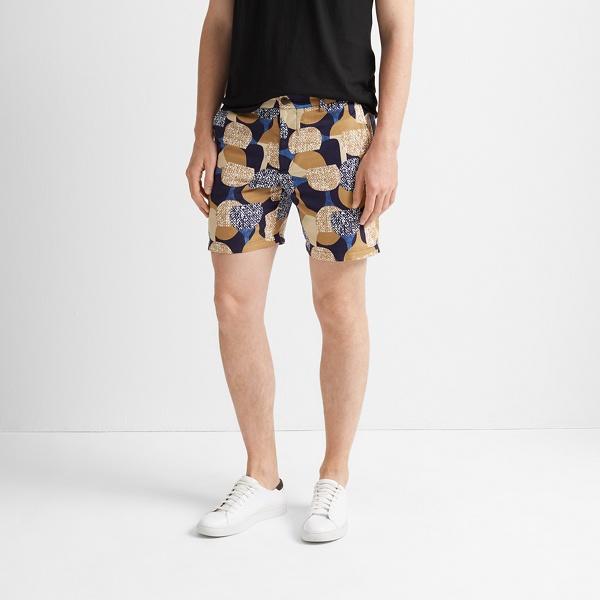 Club Monaco Tan Multi Baxter 7 Moon Print Short