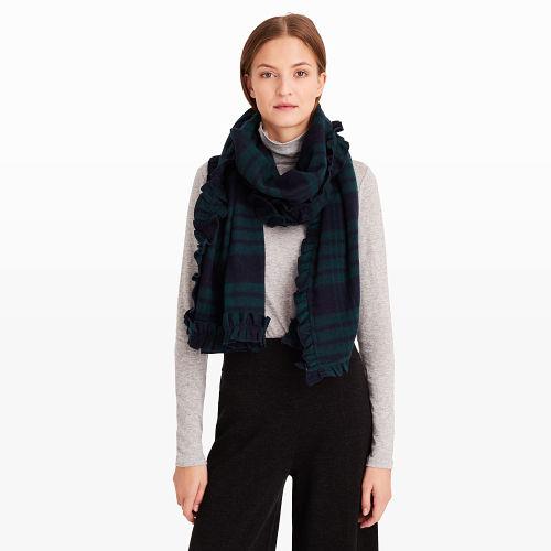 Sam Color Navy And Green Yasamin Plaid Ruffle Scarf