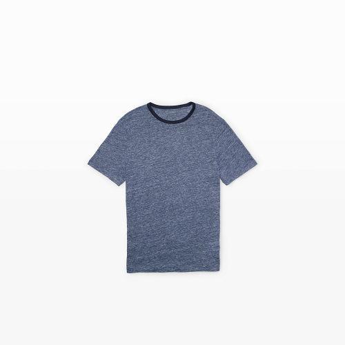 Club Monaco Color Blue Short-sleeve Linen Ringer Tee