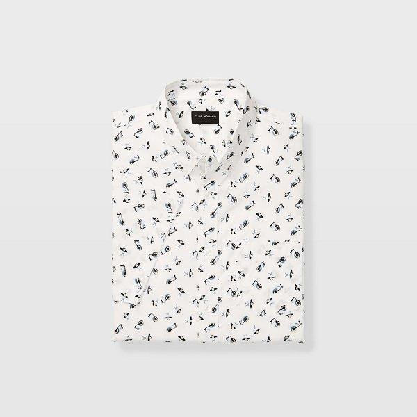 Club Monaco White Multi Slim Short-sleeve Ditsy Shirt