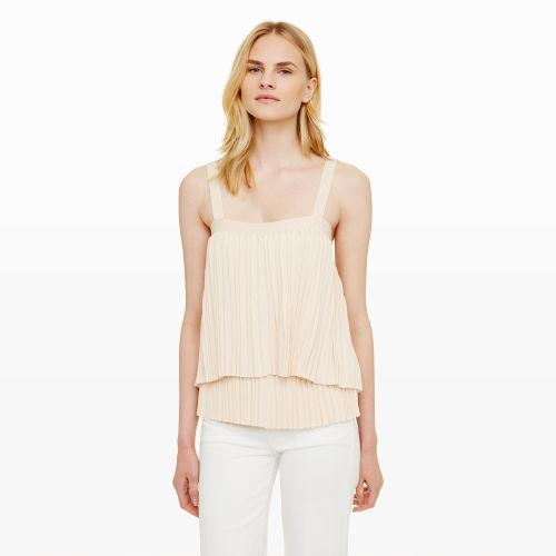 Club Monaco Color Pink Aberdeena Pleated Sweater Tank