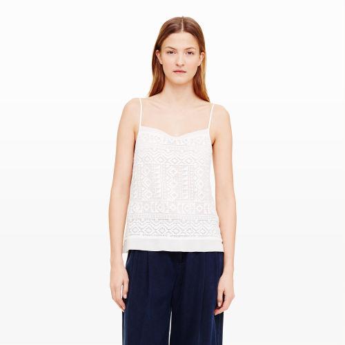 Club Monaco Color White Jalin Geo-lace Tank