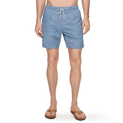 Club Monaco Color Blue 9 Katin Printed Swim Trunk
