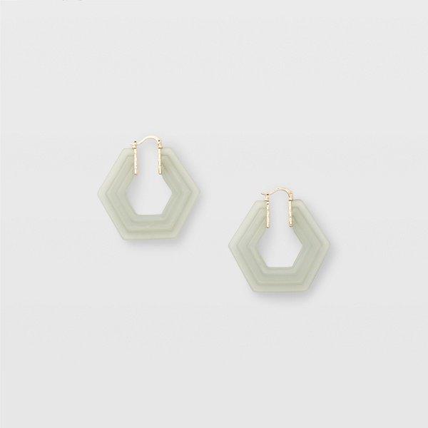Club Monaco Green Geo Hoop Earring