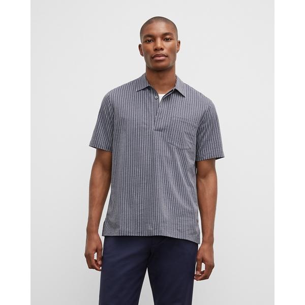 Club Monaco Striped Short Sleeve Camp Shirt
