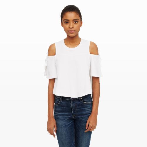 Club Monaco Color White Lashell Tie Top