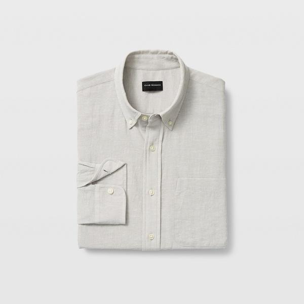 Club Monaco Light Grey Standard Fit Texture Shirt
