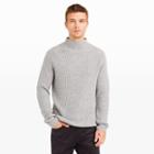Ib Color Grey Ribbed Mock-neck Sweater