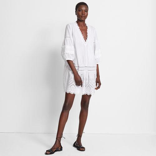 Club Monaco Color White Torynt Embroidered Dress