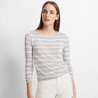 Club Monaco Grey Stripe Lana Linen-blend Sweater