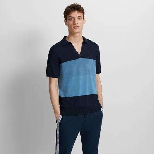 Club Monaco Color Blue Plaited Johnny Collar Sweater