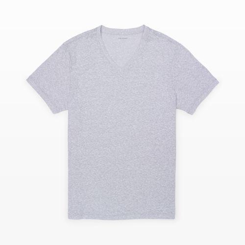 Club Monaco Color Grey Marled V-neck Tee In Size M