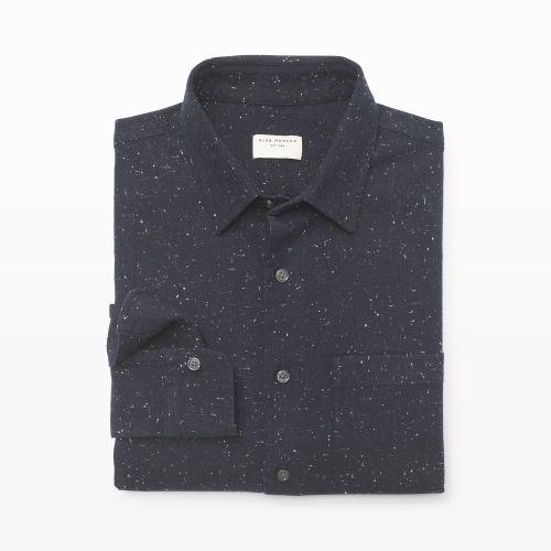 Club Monaco Color Blue Slim-fit Heather Nep Shirt In Size Xl