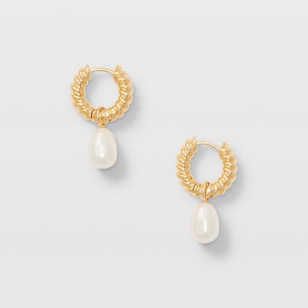 Club Monaco Serefina Twist Pearl Hoop Earrings