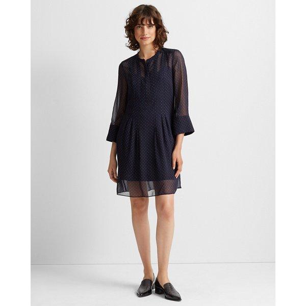 Club Monaco Blue Multi Silk Pintuck Dress
