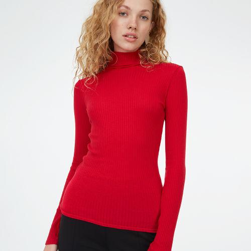 Ib Color Red Julie Ribbed Turtleneck