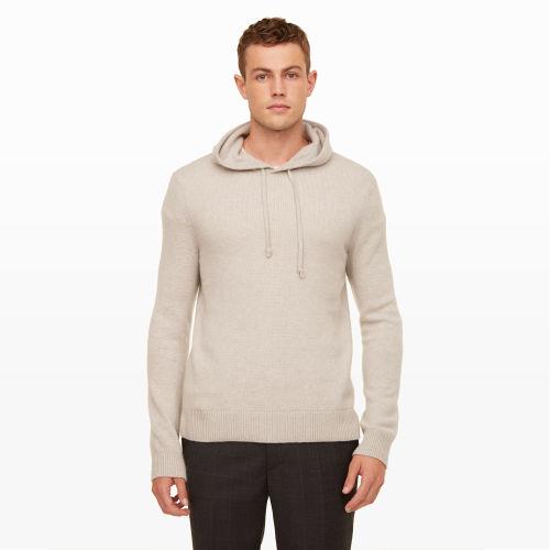 Club Monaco Color Grey Cashmere Suede Trim Hoodie In Size Xs