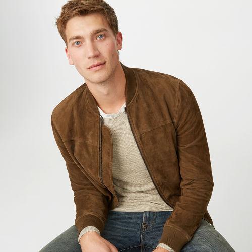 Club Monaco Color Brown Suede Bomber