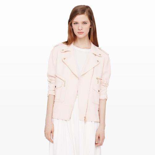 Club Monaco Color White Olena Moto Jacket In Size M