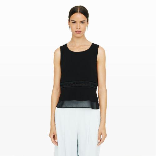 Club Monaco Color Black Anrole Lace-insert Top