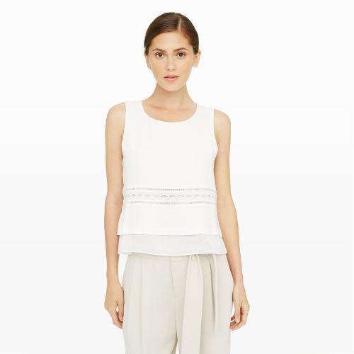 Club Monaco Color White Anrole Lace-insert Top