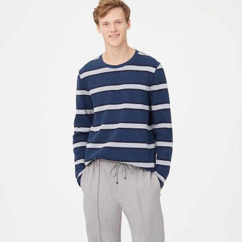 Club Monaco Color Blue Block Striped Crew