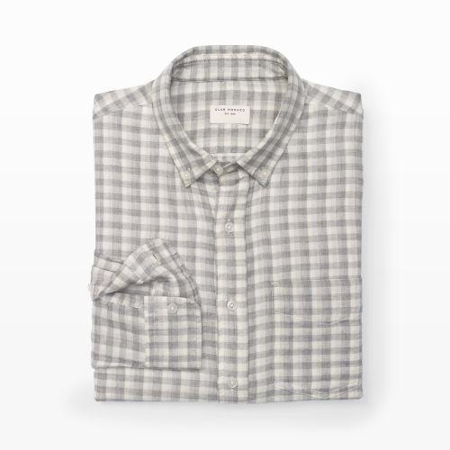 Club Monaco Color Grey Slim-fit Double Face Shirt In Size L