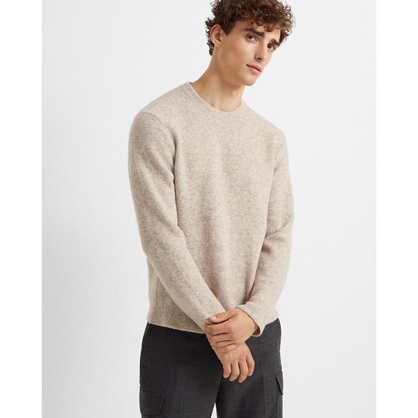 Club Monaco Latte Brushed Wool-blend Crew