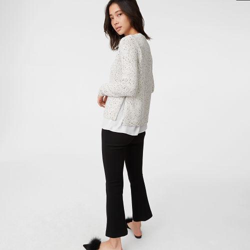 Club Monaco Color White Kaelane Woven Hem Sweater