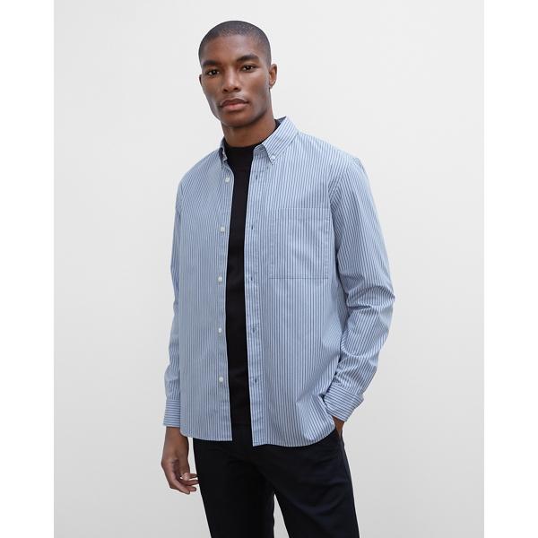 Club Monaco Long Sleeve Thin Stripe Poplin Shirt