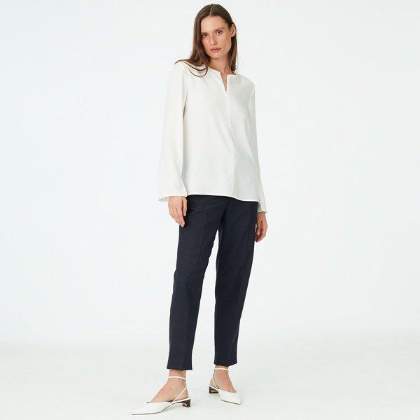Club Monaco Blanc De Blanc Bramah Zip-front Top
