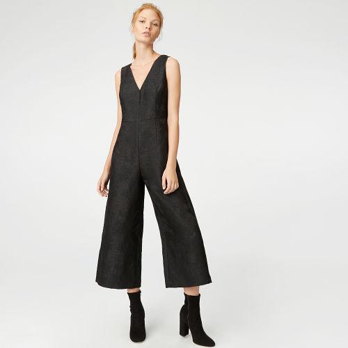 Club Monaco Color Black Joannah Jacquard Jumpsuit
