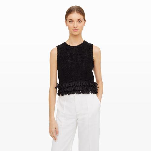 Club Monaco Color Black Mika Fringe Tank
