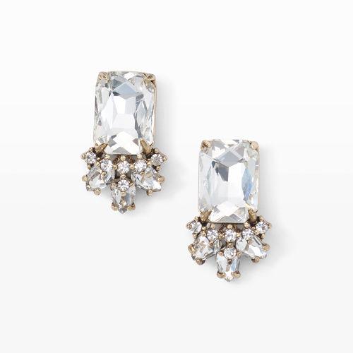 Club Monaco Color Silver Evening Crystal Stone Earrings