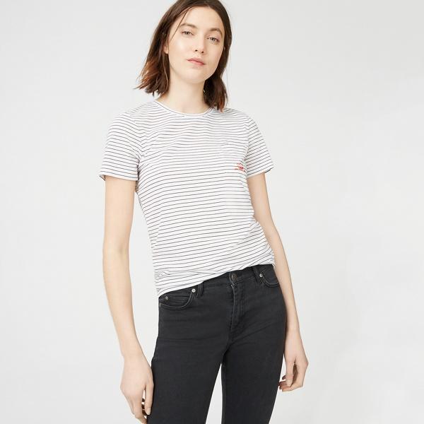 Club Monaco Black/white Leary Embroidered Tee
