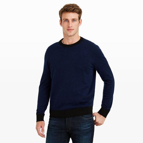 Club Monaco Color Black Contrast Trim Crew Sweater