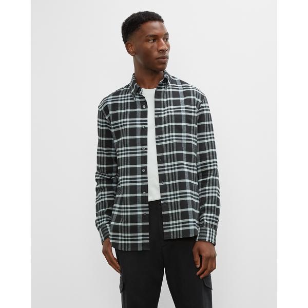 Club Monaco Long Sleeve Open Plaid Flannel Shirt